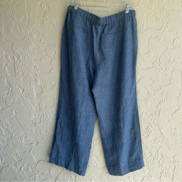 CHARTER CLUB Linen Pants Women 12 Pull On Wide Leg Stretch Waist Resort Beach - Picture 5 of 8
